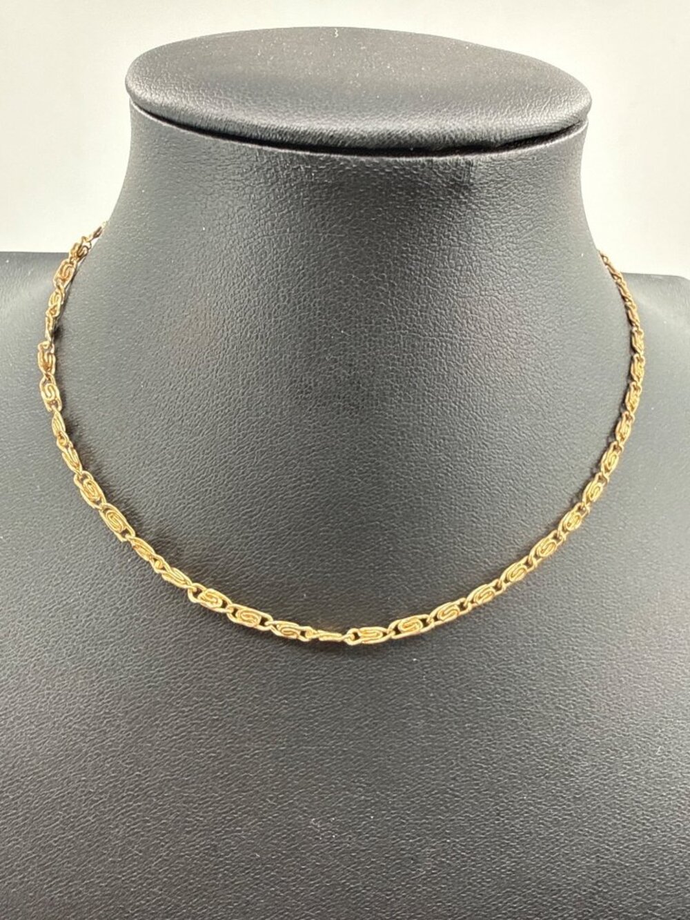 Vintage Gold Turkish Link Chain Necklace 90s Boho Scroll Milano Choker